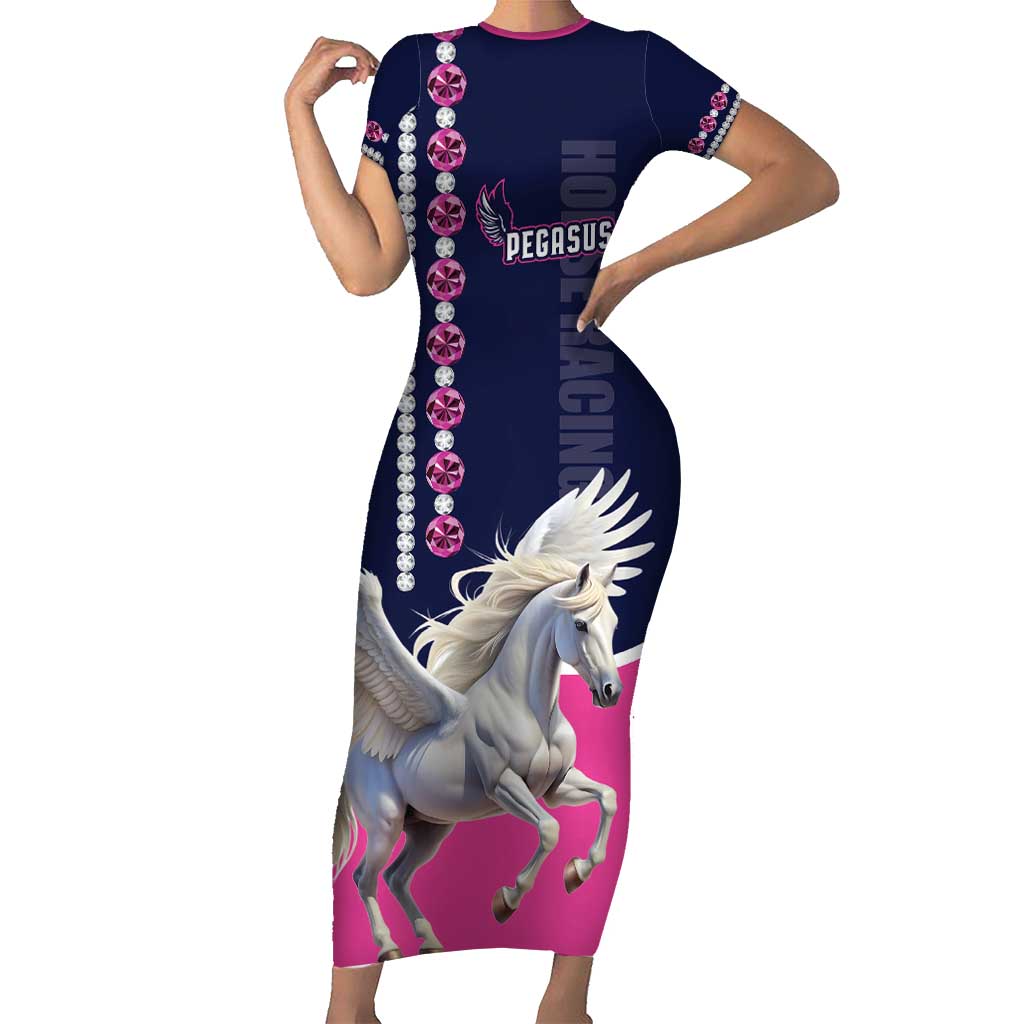 Personalized Pegasus Horse Racing Short Sleeve Bodycon Dress Diamond Luxury Style - Wonder Print Shop