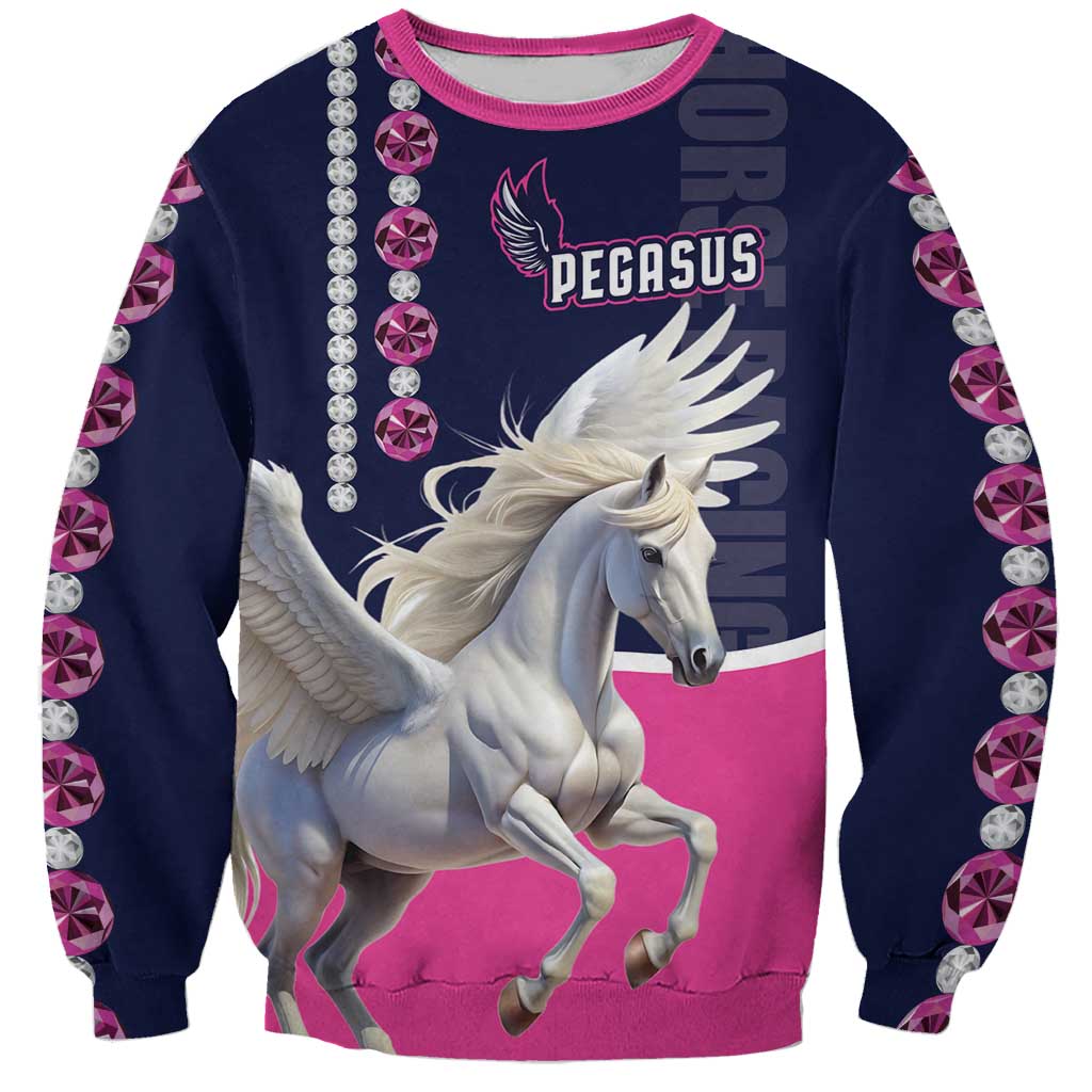 Personalized Pegasus Horse Racing Sweatshirt Diamond Luxury Style - Wonder Print Shop