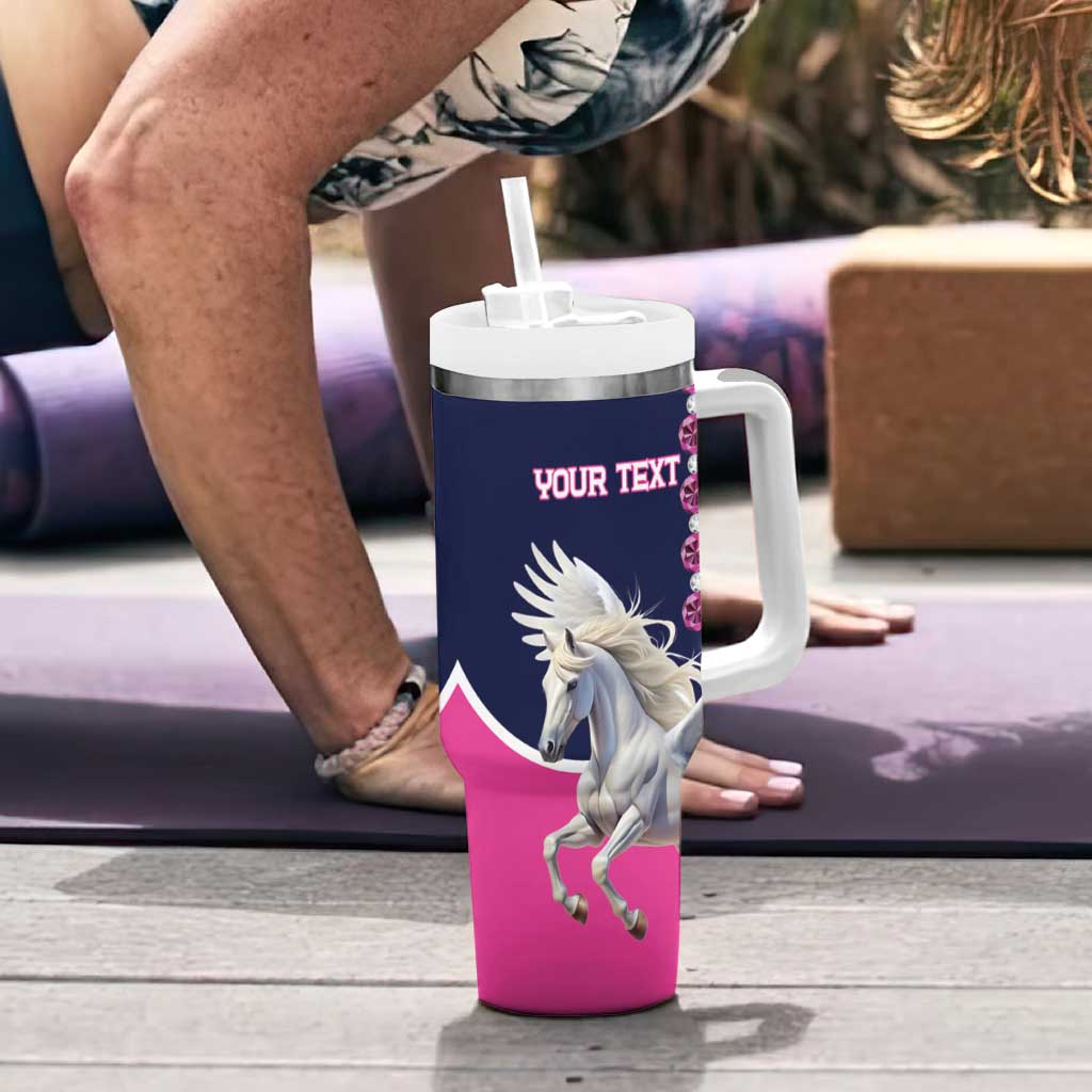 Personalized Pegasus Horse Racing Tumbler With Handle Diamond Luxury Style - Wonder Print Shop