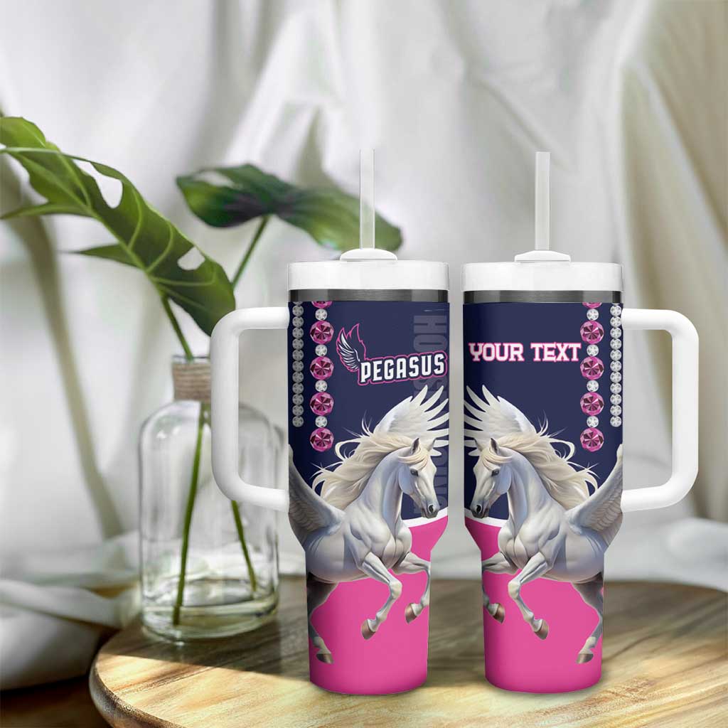 Personalized Pegasus Horse Racing Tumbler With Handle Diamond Luxury Style - Wonder Print Shop