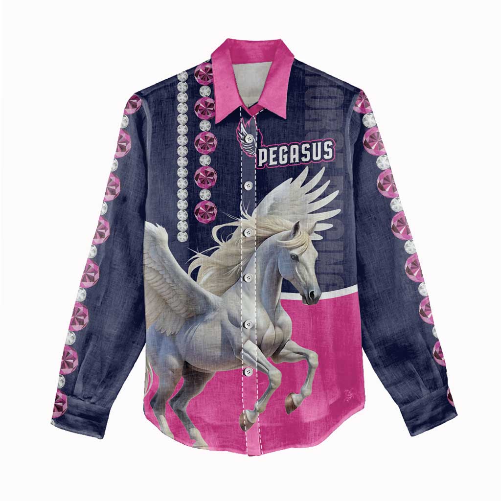 Personalized Pegasus Horse Racing Women Casual Shirt Diamond Luxury Style - Wonder Print Shop