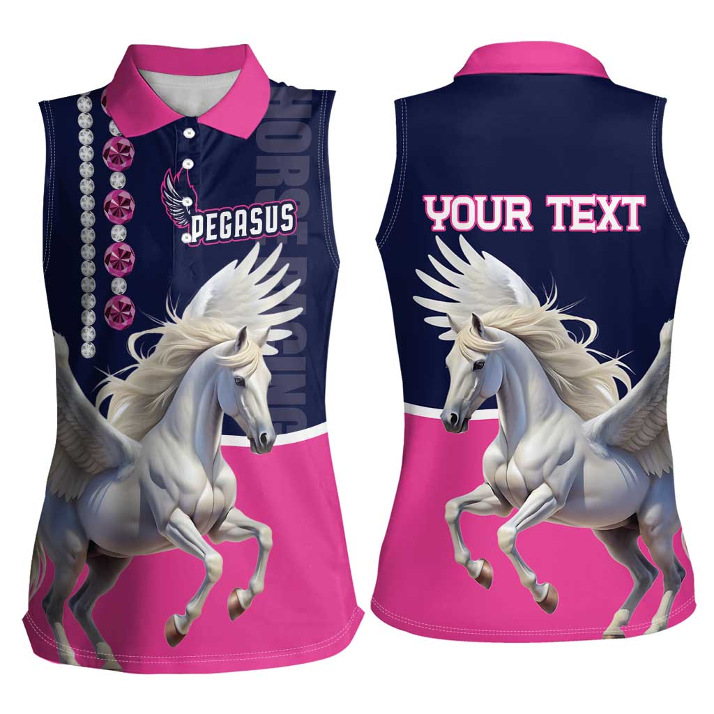 Personalized Pegasus Horse Racing Women Sleeveless Polo Shirt Diamond Luxury Style - Wonder Print Shop