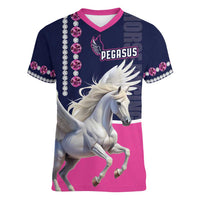 Personalized Pegasus Horse Racing Women V-Neck T-Shirt Diamond Luxury Style - Wonder Print Shop