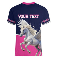 Personalized Pegasus Horse Racing Women V-Neck T-Shirt Diamond Luxury Style - Wonder Print Shop