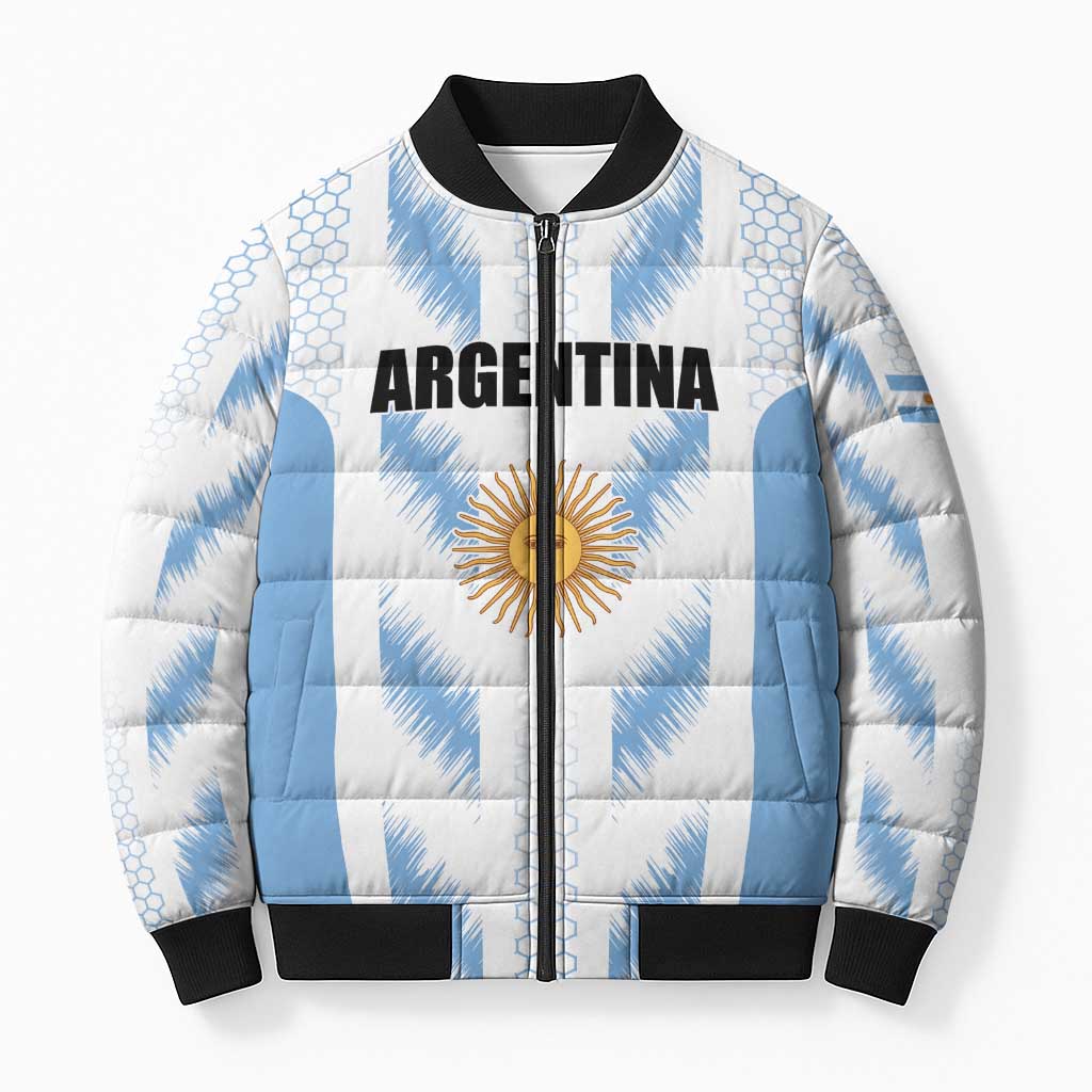 Custom Football 2026 Argentina Bomber Puffer Jacket Vamos La Albiceleste