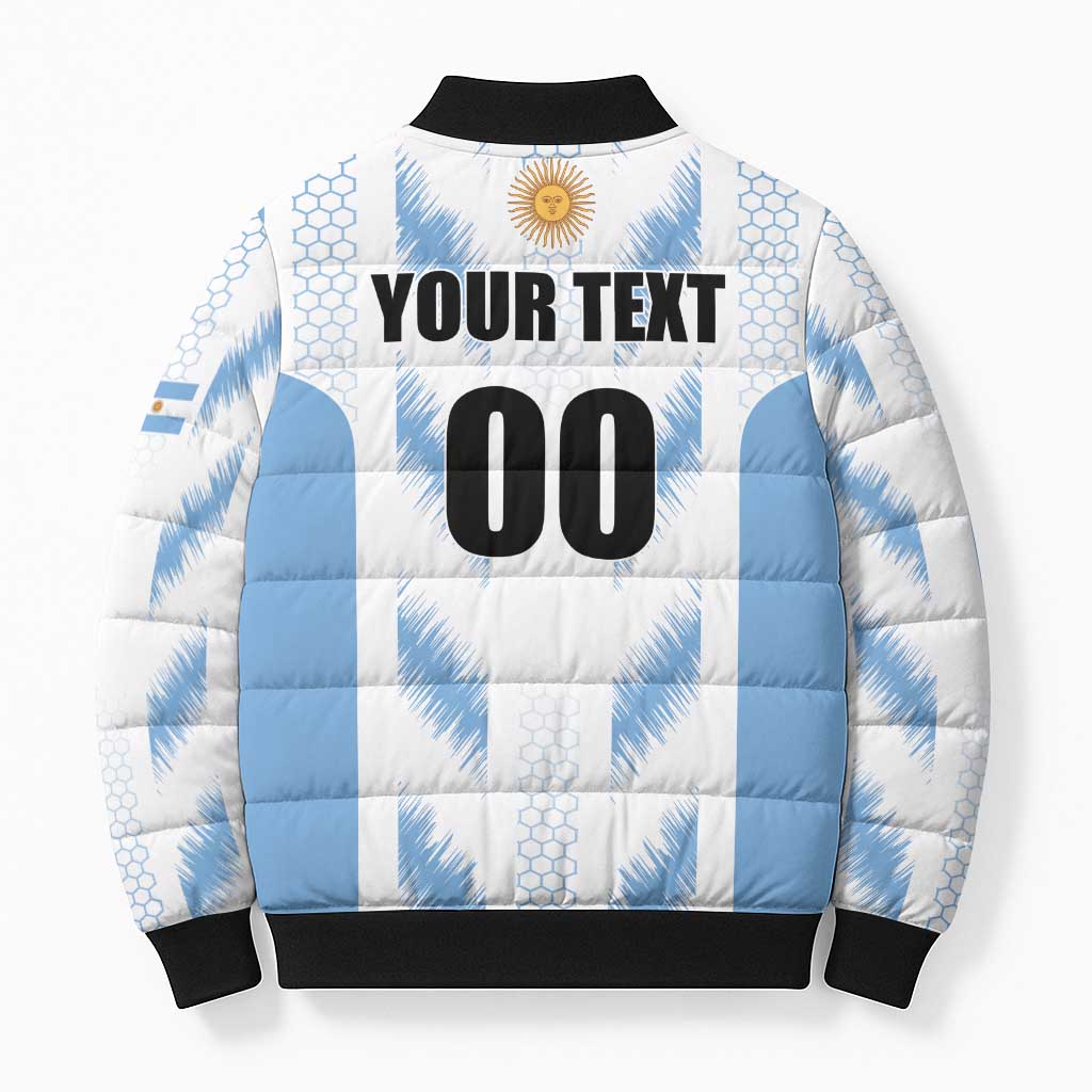 Custom Football 2026 Argentina Bomber Puffer Jacket Vamos La Albiceleste