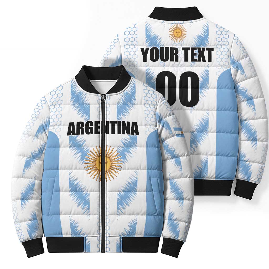 Custom Football 2026 Argentina Bomber Puffer Jacket Vamos La Albiceleste