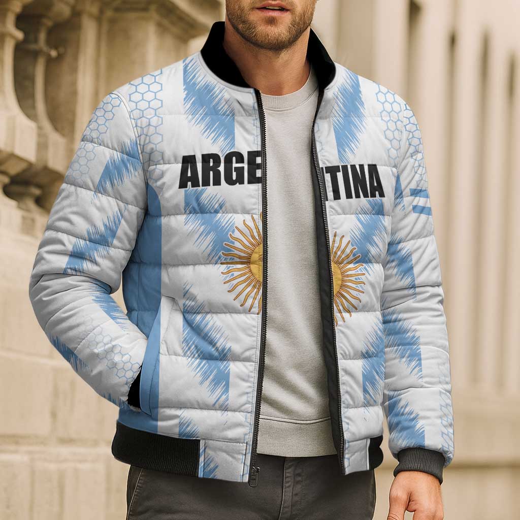 Custom Football 2026 Argentina Bomber Puffer Jacket Vamos La Albiceleste