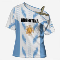 Custom Football 2026 Argentina Cross Shoulder Shirt Vamos La Albiceleste