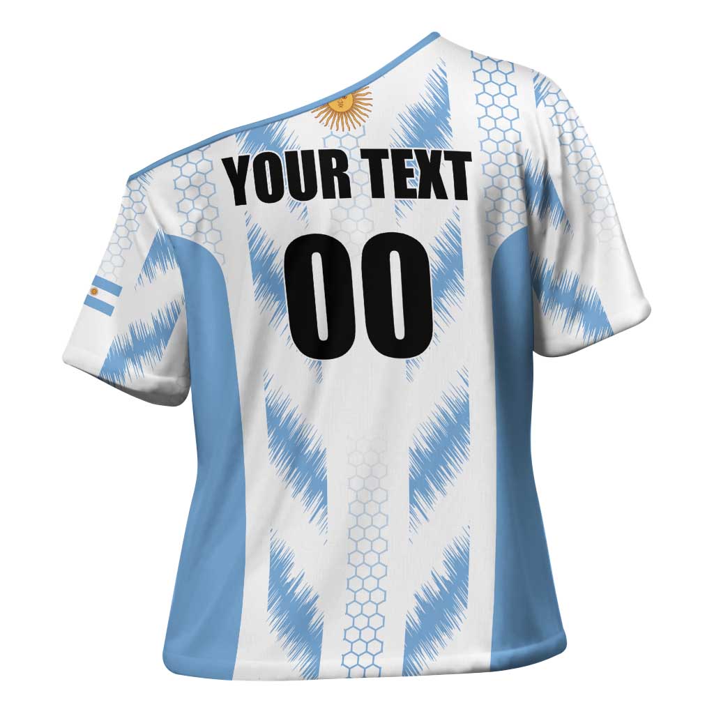 Custom Football 2026 Argentina Cross Shoulder Shirt Vamos La Albiceleste