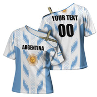 Custom Football 2026 Argentina Cross Shoulder Shirt Vamos La Albiceleste