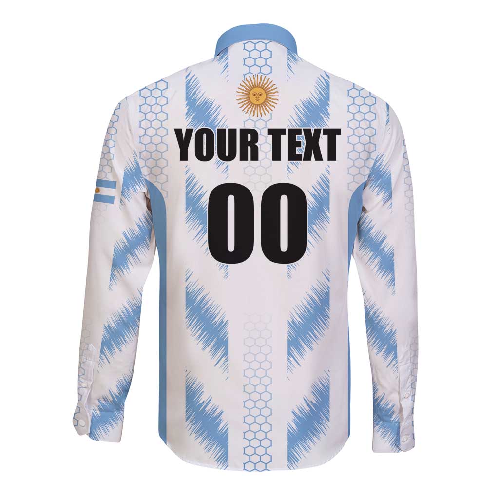 Custom Football 2026 Argentina Long Sleeve Button Shirt Vamos La Albiceleste