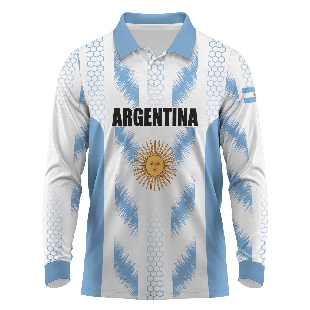 Custom Football 2026 Argentina Long Sleeve Polo Shirt Vamos La Albiceleste