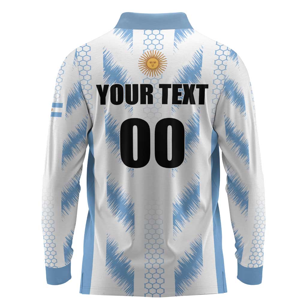 Custom Football 2026 Argentina Long Sleeve Polo Shirt Vamos La Albiceleste