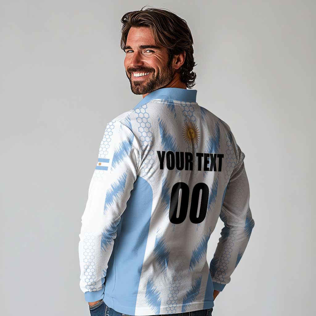 Custom Football 2026 Argentina Long Sleeve Polo Shirt Vamos La Albiceleste