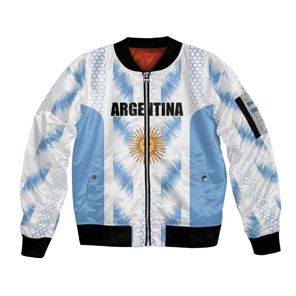 Custom Football 2026 Argentina Sleeve Zip Bomber Jacket Vamos La Albiceleste