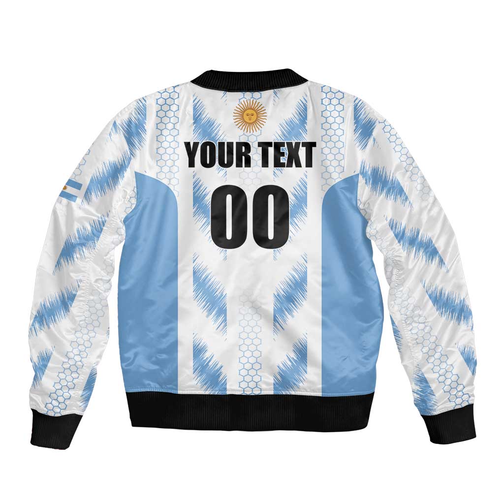 Custom Football 2026 Argentina Sleeve Zip Bomber Jacket Vamos La Albiceleste