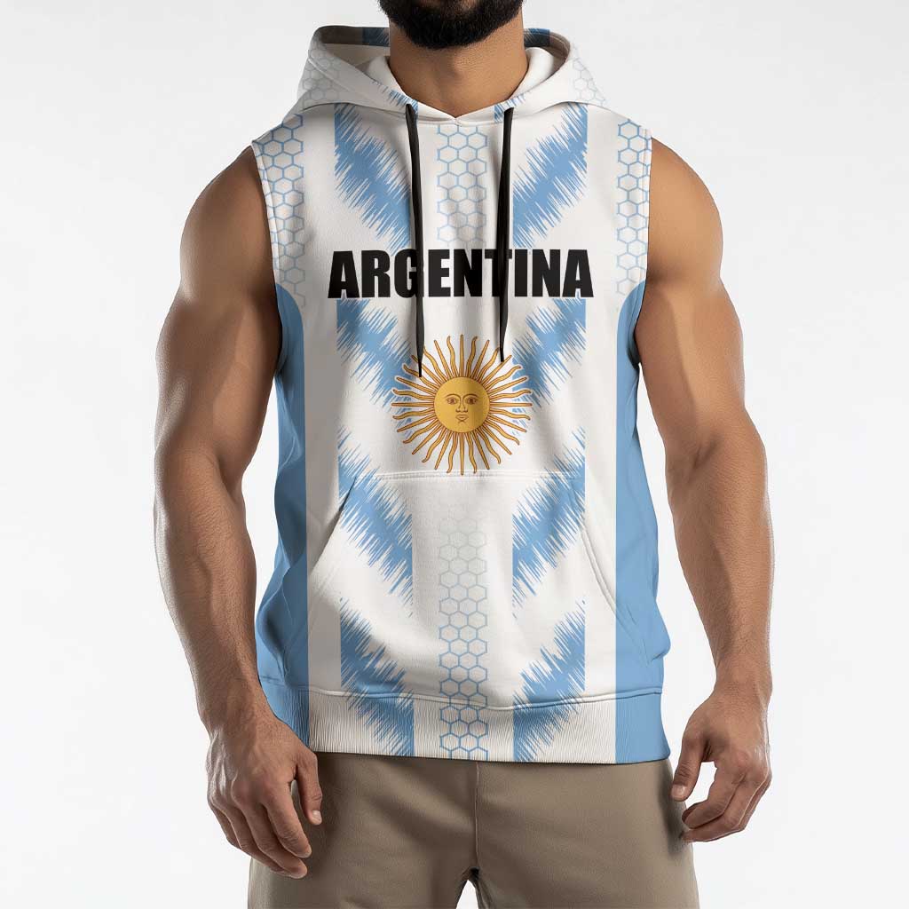 Custom Football 2026 Argentina Sleeveless Hoodie Vamos La Albiceleste