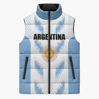 Custom Football 2026 Argentina Sleeveless Puffer Jacket Vamos La Albiceleste