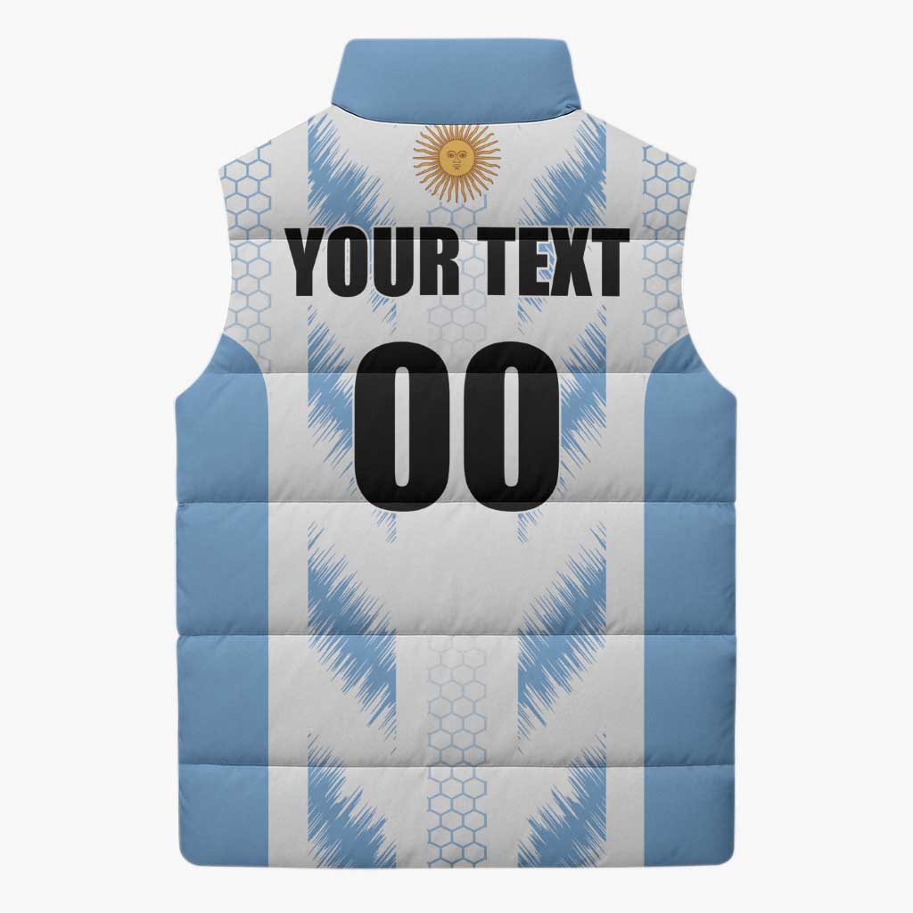 Custom Football 2026 Argentina Sleeveless Puffer Jacket Vamos La Albiceleste