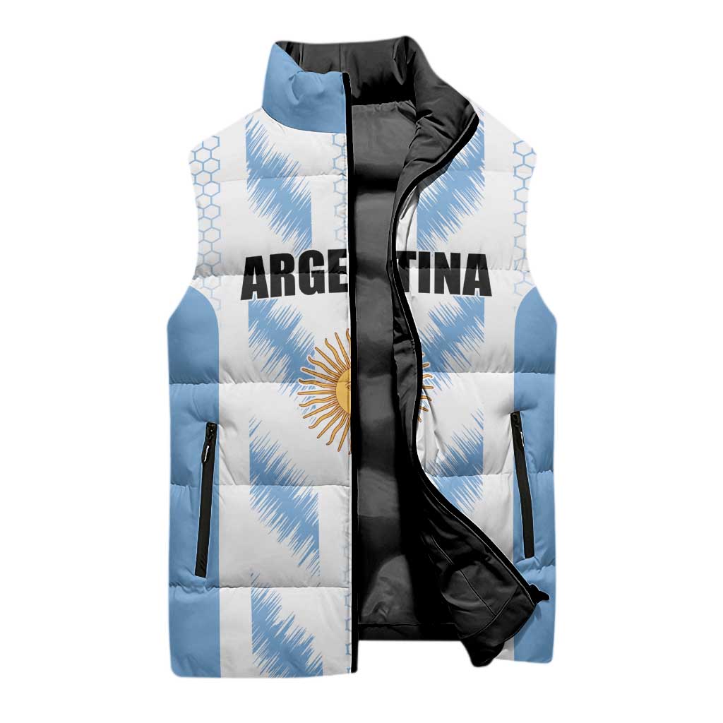 Custom Football 2026 Argentina Sleeveless Puffer Jacket Vamos La Albiceleste