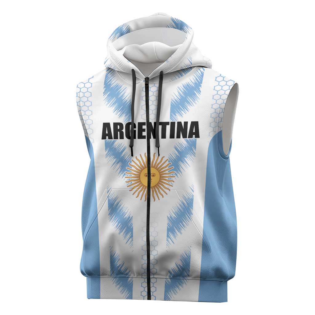 Custom Football 2026 Argentina Sleeveless Zip Hoodie Vamos La Albiceleste