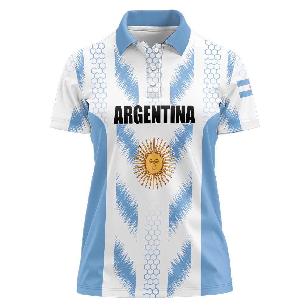 Custom Football 2026 Argentina Women Polo Shirt Vamos La Albiceleste