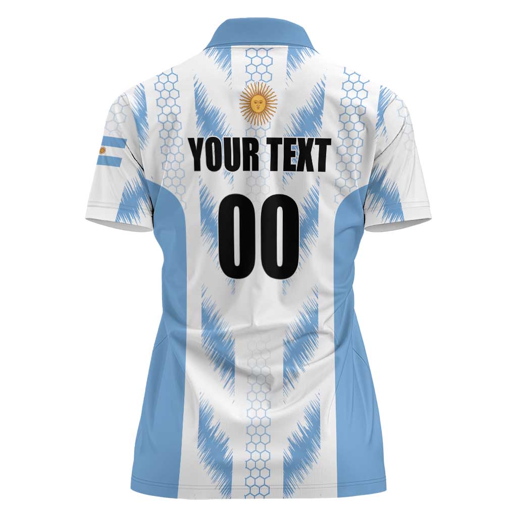 Custom Football 2026 Argentina Women Polo Shirt Vamos La Albiceleste