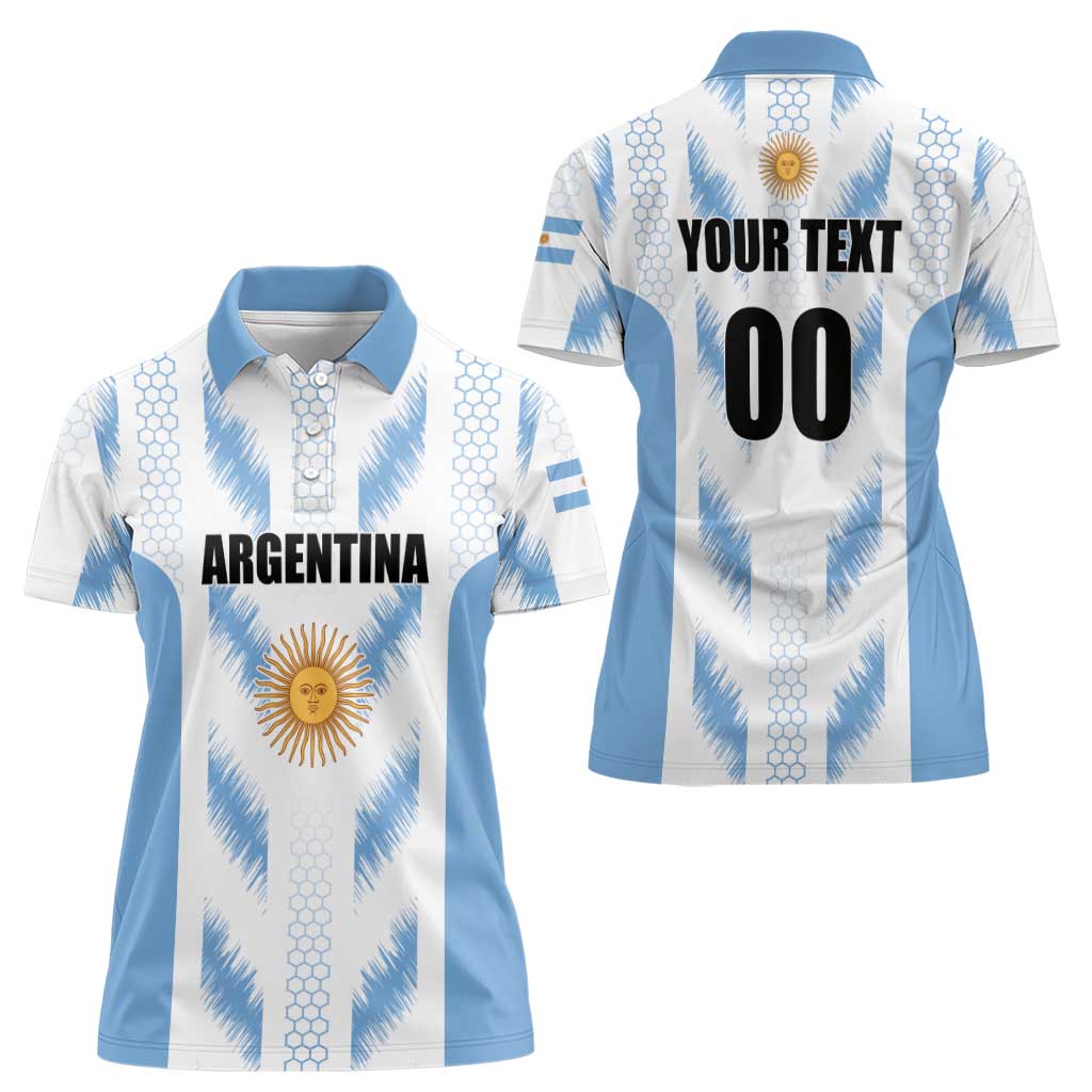 Custom Football 2026 Argentina Women Polo Shirt Vamos La Albiceleste