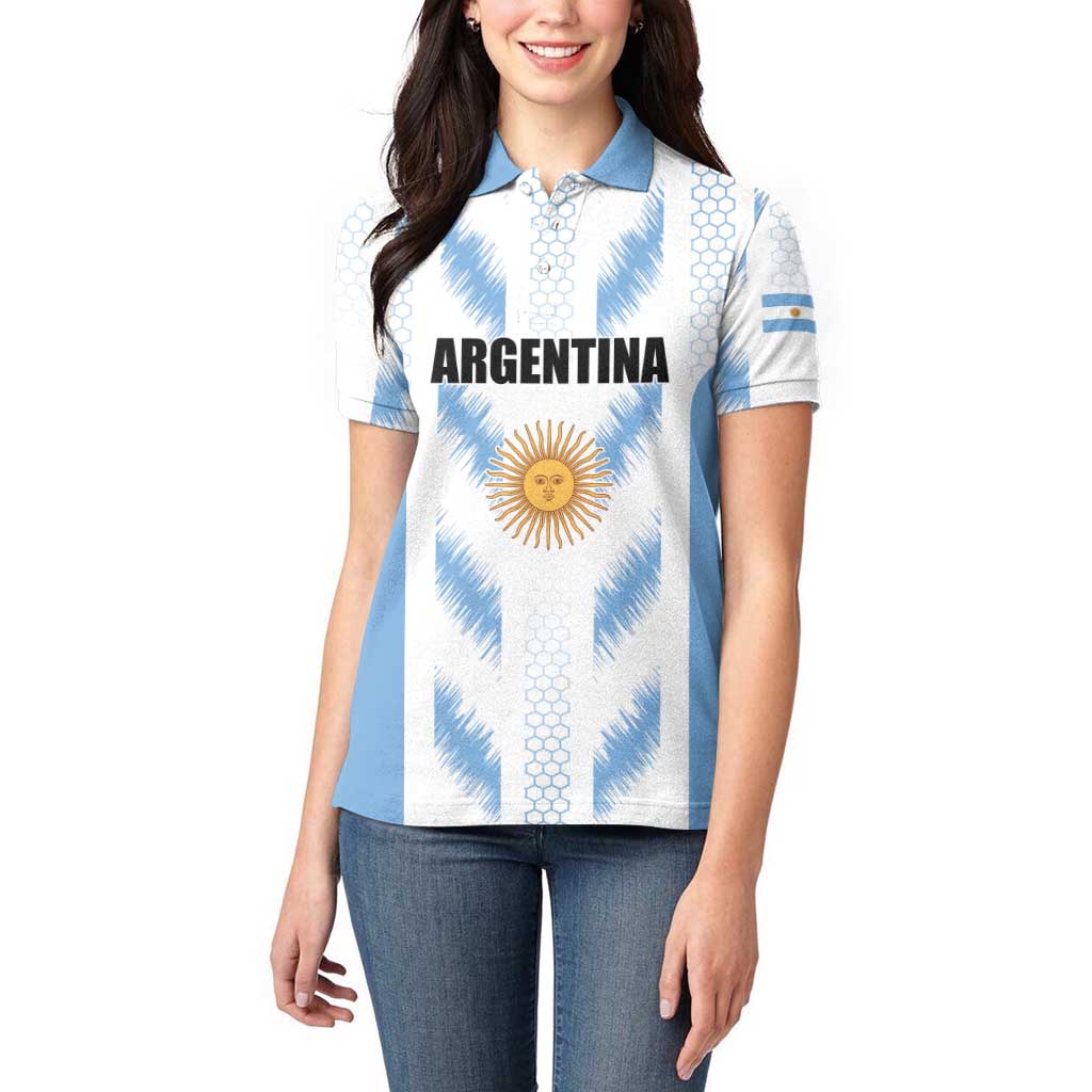 Custom Football 2026 Argentina Women Polo Shirt Vamos La Albiceleste
