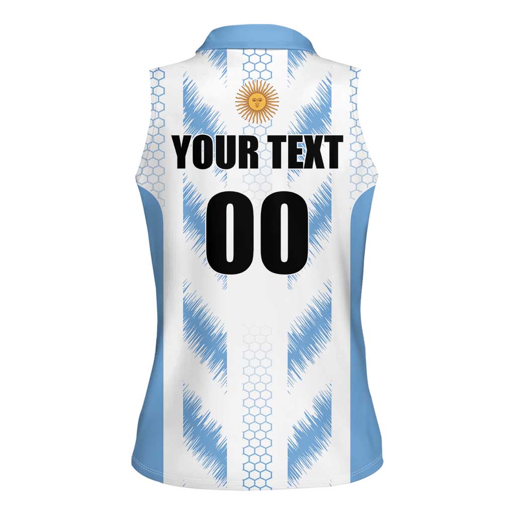 Custom Football 2026 Argentina Women Sleeveless Polo Shirt Vamos La Albiceleste