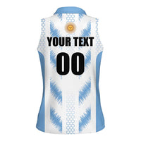 Custom Football 2026 Argentina Women Sleeveless Polo Shirt Vamos La Albiceleste