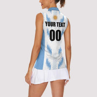 Custom Football 2026 Argentina Women Sleeveless Polo Shirt Vamos La Albiceleste