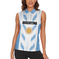 Custom Football 2026 Argentina Women Sleeveless Polo Shirt Vamos La Albiceleste