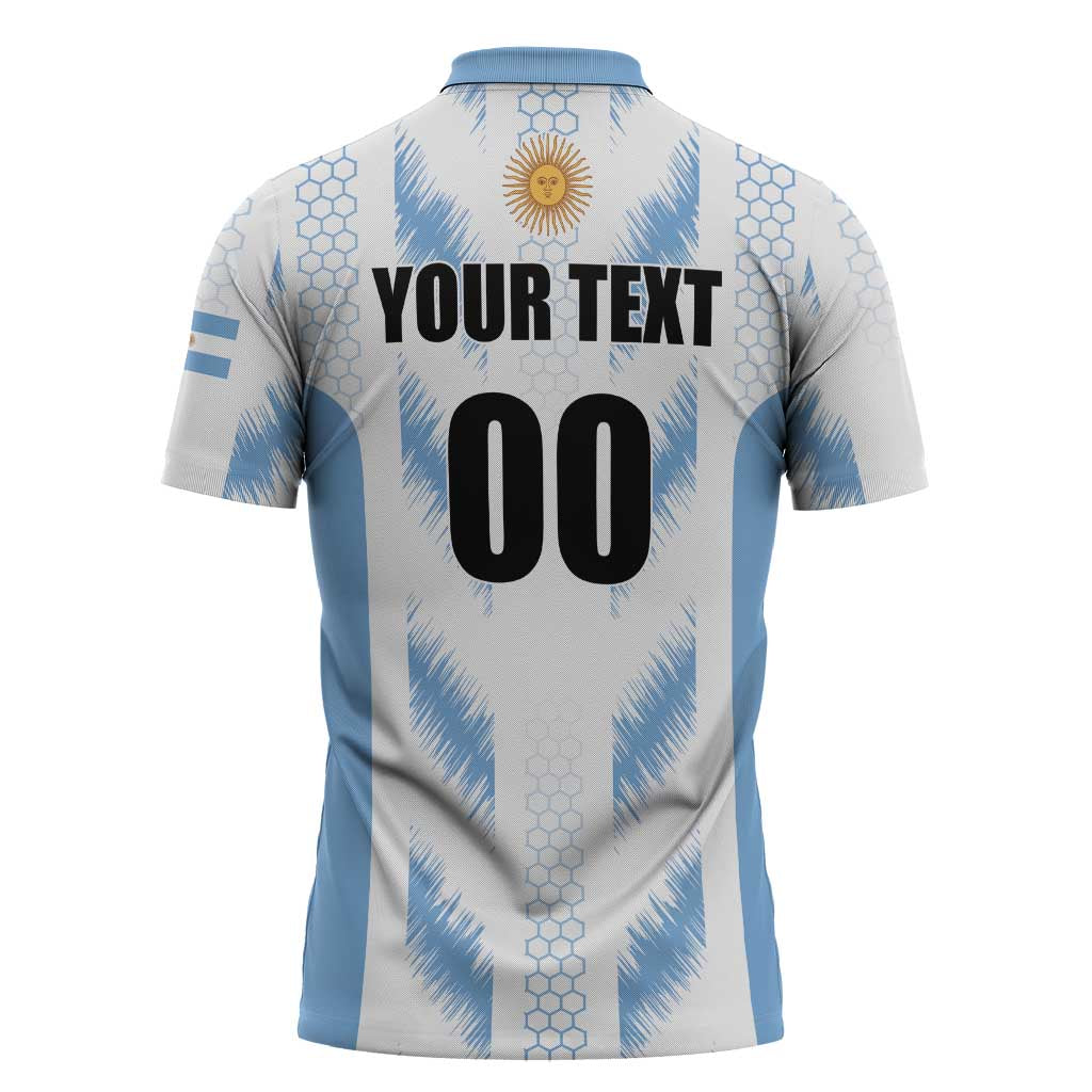 Custom Football 2026 Argentina Zipper Polo Shirt Vamos La Albiceleste