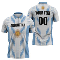 Custom Football 2026 Argentina Zipper Polo Shirt Vamos La Albiceleste