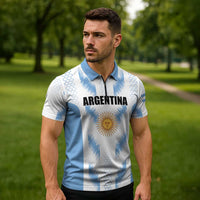 Custom Football 2026 Argentina Zipper Polo Shirt Vamos La Albiceleste