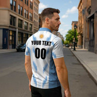 Custom Football 2026 Argentina Zipper Polo Shirt Vamos La Albiceleste