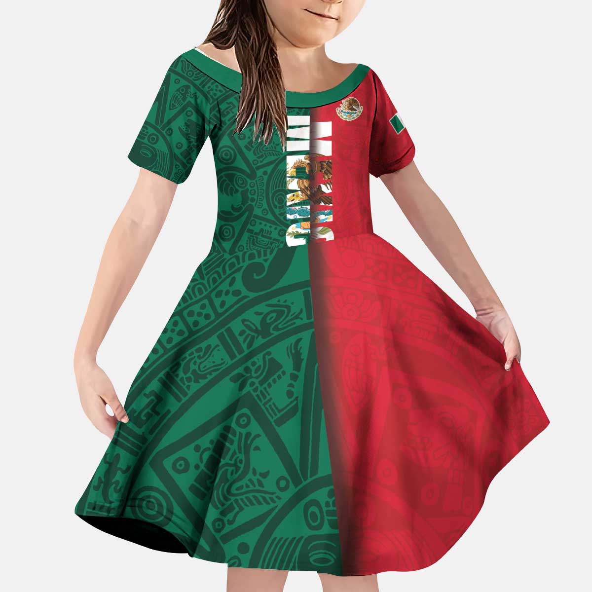 Mexico Flag Day Kid Short Sleeve Dress Dia de la Bandera