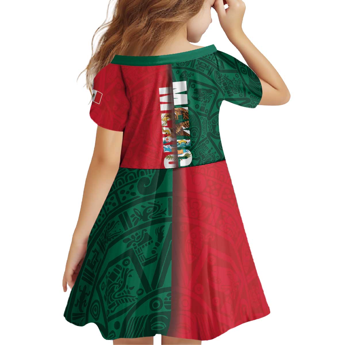 Mexico Flag Day Kid Short Sleeve Dress Dia de la Bandera
