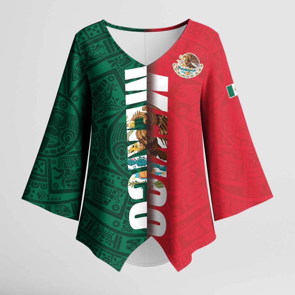 Mexico Flag Day Kimono Sleeve Blouse Dia de la Bandera