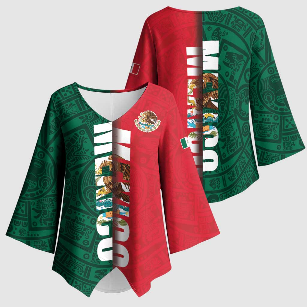 Mexico Flag Day Kimono Sleeve Blouse Dia de la Bandera