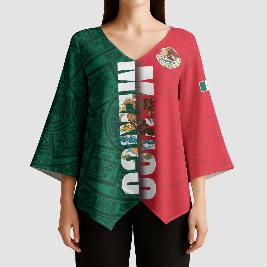 Mexico Flag Day Kimono Sleeve Blouse Dia de la Bandera