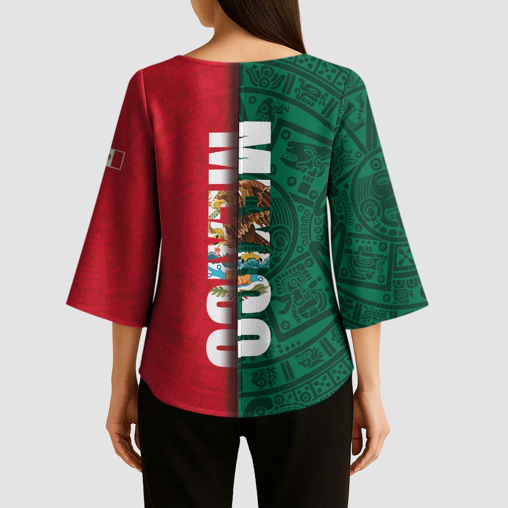 Mexico Flag Day Kimono Sleeve Blouse Dia de la Bandera