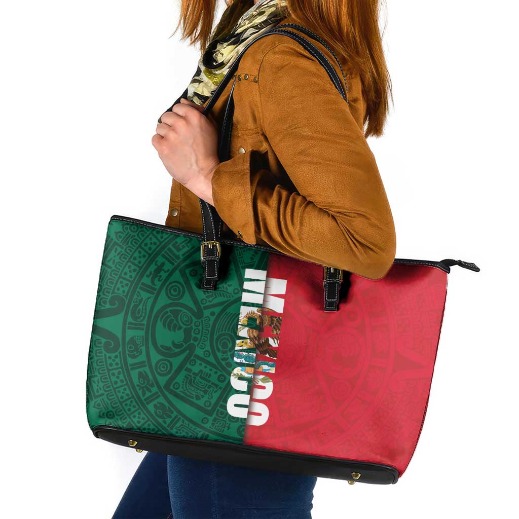 Mexico Flag Day Leather Tote Bag Dia de la Bandera