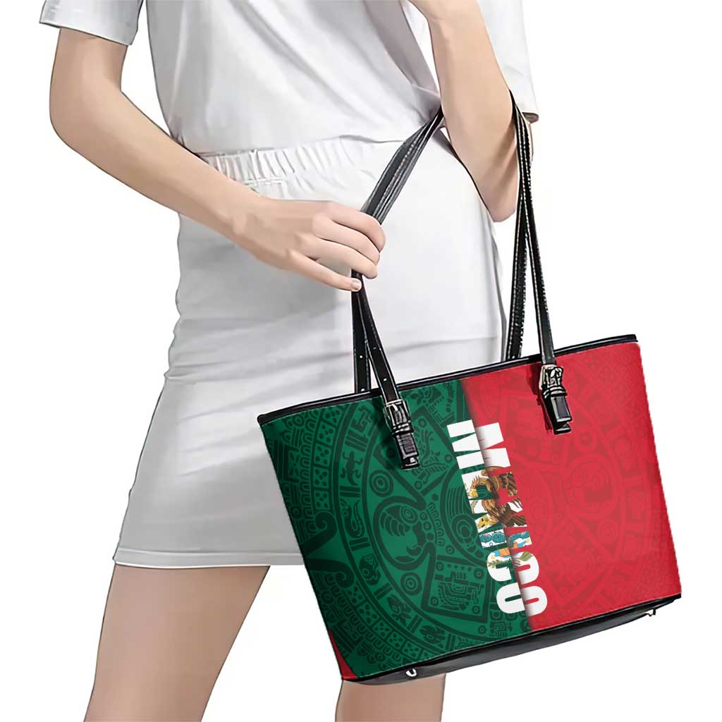 Mexico Flag Day Leather Tote Bag Dia de la Bandera