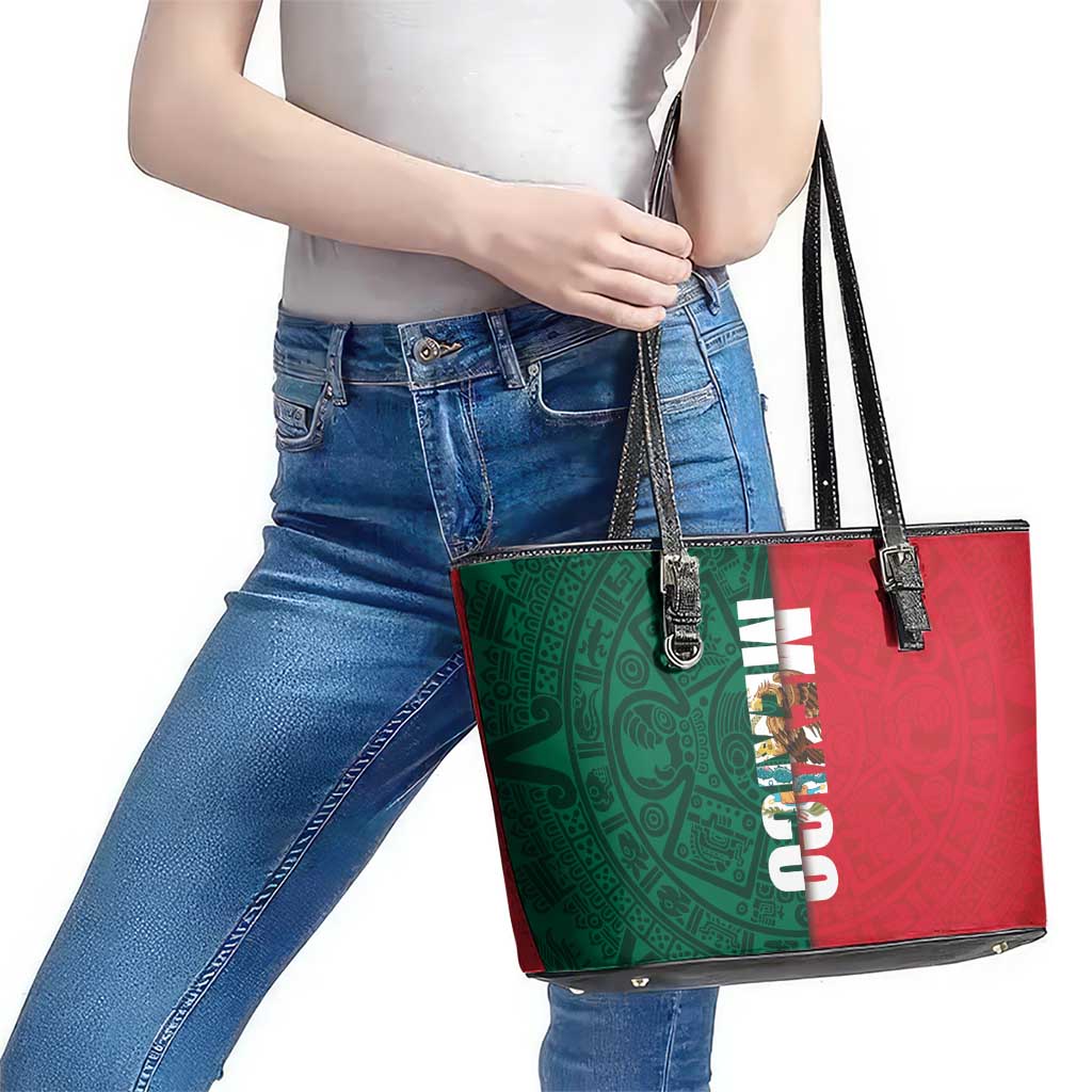 Mexico Flag Day Leather Tote Bag Dia de la Bandera