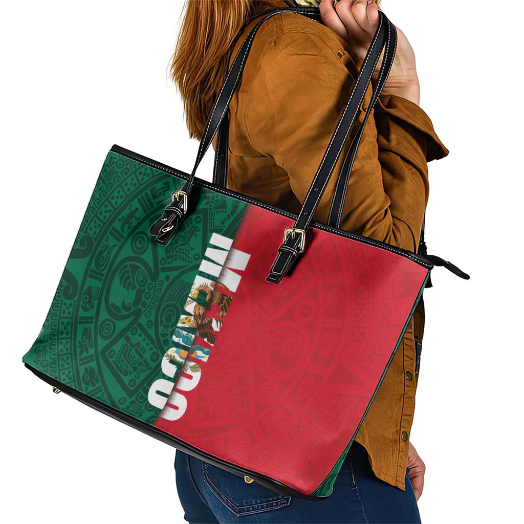 Mexico Flag Day Leather Tote Bag Dia de la Bandera