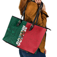 Mexico Flag Day Leather Tote Bag Dia de la Bandera