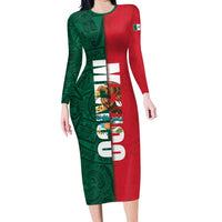 Mexico Flag Day Long Sleeve Bodycon Dress Dia de la Bandera